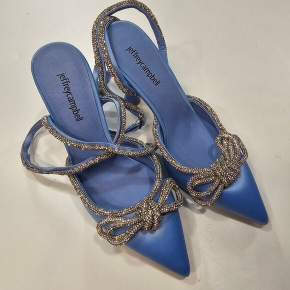 Jeffrey Campbell X REVOLVE Apresdouze Heel in Baby Blue Satin Silver - Picture 2 of 8